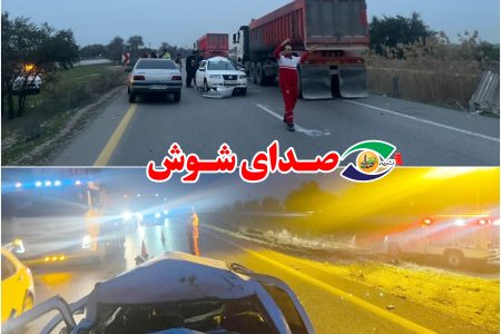تصادف شدید خاور و سمند در محور شوش به اندیمشک ۴ مصدوم برجای گذاشت