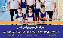 تداوم افتخارآفرینی بوکس شوش؛ کسب ۴ مدال طلا و نقره در رقابت‌های قهرمانی استان خوزستان