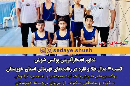تداوم افتخارآفرینی بوکس شوش؛ کسب ۴ مدال طلا و نقره در رقابت‌های قهرمانی استان خوزستان