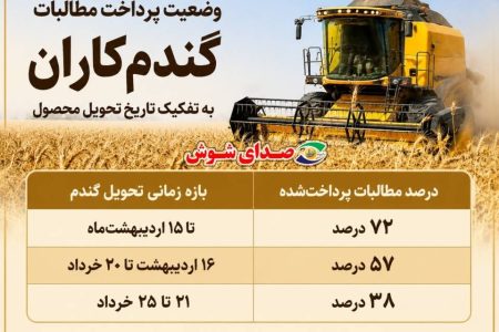 ۶۰ درصد مطالبات گندم‌کاران خوزستان پرداخت شد ➕ جدول