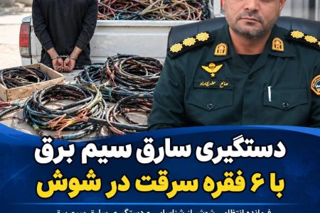 دستگیری سارق سیم برق با ۶ فقره سرقت در شوش