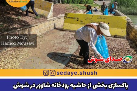 پاکسازی بخشی از حاشیه رودخانه شاوور در شوش + تصاویر